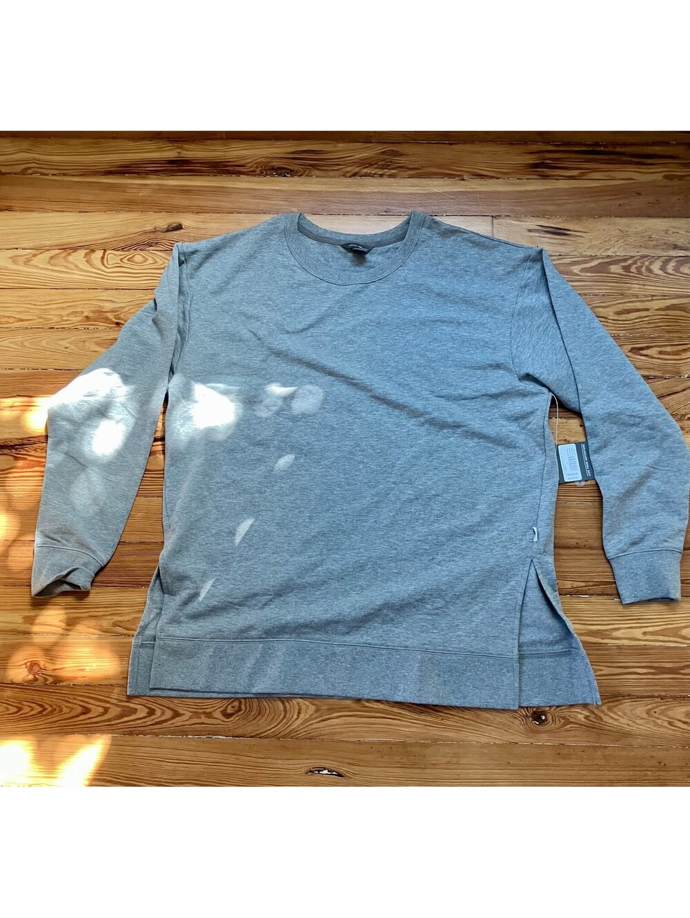 Eddie Bauer Cozy Camp Tunic Sweatshirt Grey Side Slit Longline Gorpcore L NWT